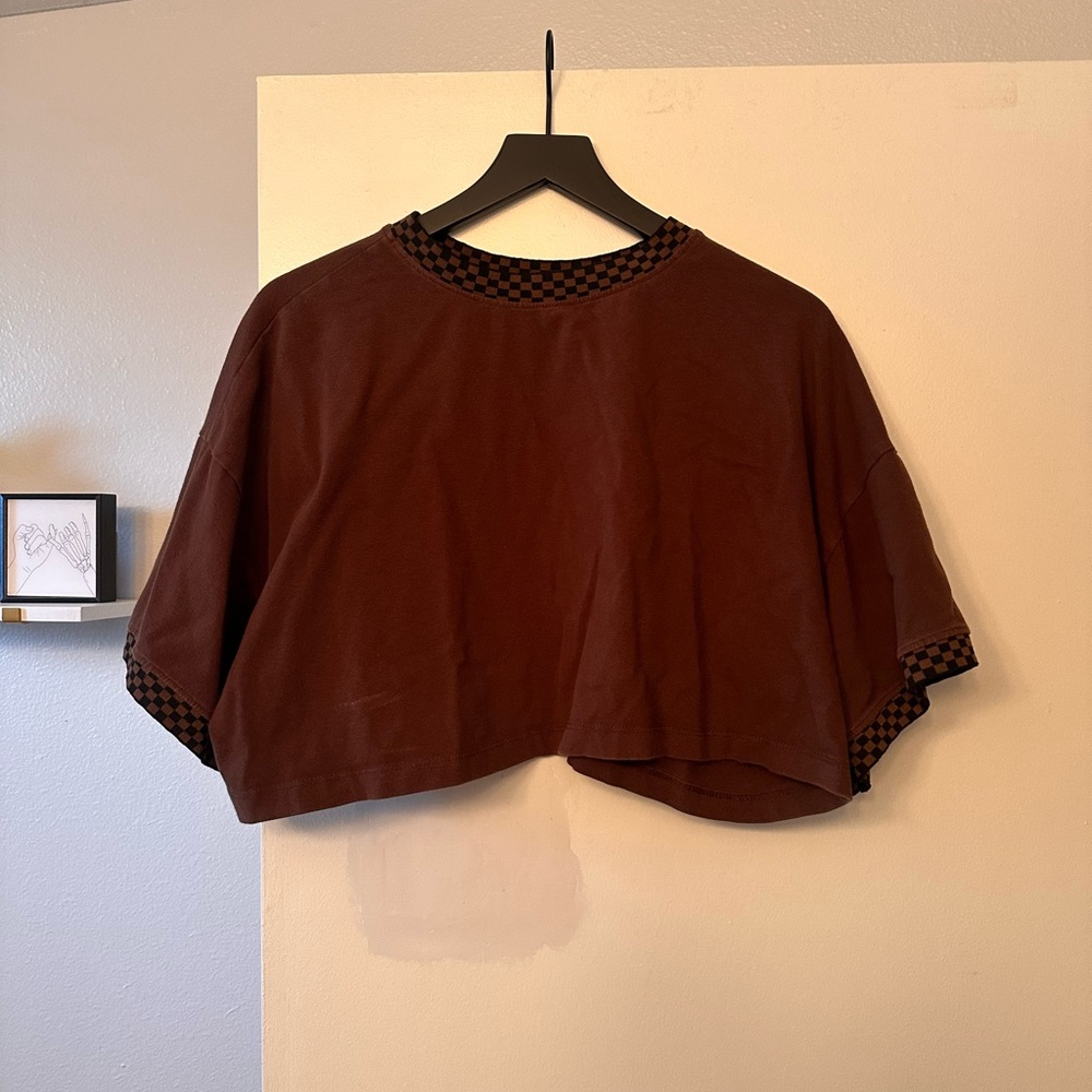 Dressed in LALA Brown Crop Top with Black Accents
